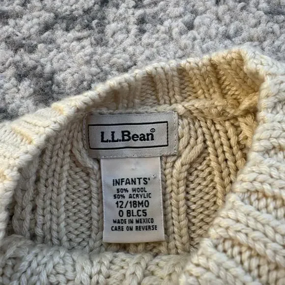 Vintage L.L.Bean Infant Fisherman Cable Knit
Sweater 12-18M Wool Blend Cream - Picture 3 of 5